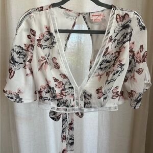 Showpo. Floral Blouse - White and Pink